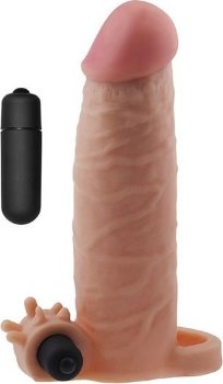 Реалистичная насадка на пенис с вибропулей - 17,8 см.