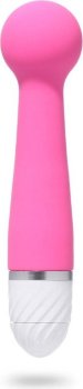 Розовый вибратор с круглой массажной головкой - 17,2 см.