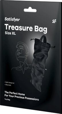 Черный мешочек для хранения игрушек Treasure Bag XL  Цена 944 руб. Satisfyer Treasure Bag – специализированный мешочек для хранения девайсов. Данный мешочек сделан из прочного материала, который долго и качественно прослужит вложенным в него изделиям. Материал: нейлон, полиэстер, полипропилен. Размеры - 39х19 см. Страна: Германия.