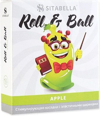 Стимулирующий презерватив-насадка Roll Ball Apple  Цена 315 руб. Roll & Ball – прозрачная зеленая стимулирующая насадка в виде презерватива с накопителем цилиндрической формы и пятью эластичными красными шариками. Насадка покрыта силиконовой смазкой с ароматом яблока, которая обеспечивает легкое и комфортное скольжение. Страна: Россия. Материал: латекс.