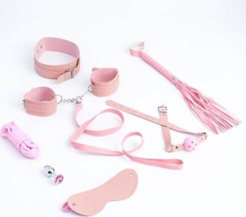Эротический БДСМ-набор из 8 предметов в нежно-розовом цвете