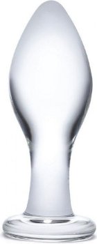 Прозрачная округлая анальная пробка Classic Glass Butt Plug - 10 см.
