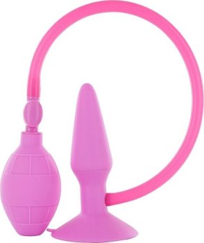Розовая анальная пробка с расширением Inflatable Butt Plug Small - 10 см.