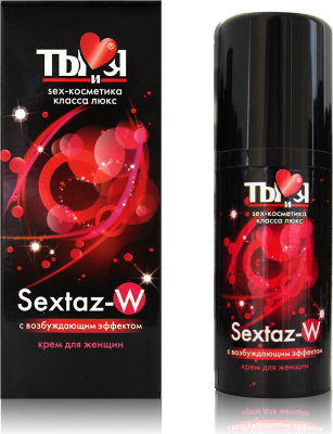 Крем Sextaz-W с возбуждающим эффектом для женщин - 20 гр.  Цена 929 руб. Быстро впитывается (через 5 минут после нанесения), усиливая приток крови к эрогенным зонам. Смягчает и разогревает кожу и слизистые интимных зон. Вызывает сильное сексуальное желание, которое длится дольше обычного. Использование крема «SEXTAZ-W» позволяет обогатить интимную близость яркими ощущениями, эмоциями и чувствами. Особый состав средства способствует быстрому получению оргазма. Ничто не мешает использовать крем в паре с презервативами, секс-игрушками из латекса и других материалов. Наносится массирующими движениями на половые органы женщины перед контактом. Дозировка от 1-2 капель, подбирается индивидуально. Вода, ПЭГ, эмульсионный воск, метилпарабен, ваниллил, карбомер, бктиловый эфир. Страна: Россия. Объем: 20 гр.