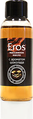 Масло массажное Eros tasty с ароматом шоколада - 50 мл.  Цена 555 руб. Масло массажное «Eros Tasty» для эротического массажа. Вызывает ощущение тепла, особенно при дуновении. Повышает чувствительность. Имеет приятный аромат шоколада и сладкий вкус. Обеспечивает длительное скольжение. Легко смывается водой. Страна: Россия. Объем: 50 мл.