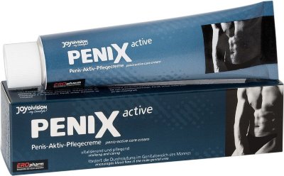Возбуждающий крем для мужчин PeniX active - 75 мл.  Цена 3 285 руб. Благодаря специальной формуле крем наилучшим образом ухаживает за вашими половыми органами, дает незамедлительный эффект, предотвращающий ослабление эрекции, а также способствует более активному приливу крови к половым органам, за счет чего и происходит возбуждение и увеличение сексуального удовольствия. Обеспечивает долгий половой акт. Только для наружного применения. В состав входят - масло розмарина, можжевельника, корицы, никотиновая кислота, панакс, экстракт гинкго билобы, комбинация растительных стимуляторов. Страна: Германия. Объем: 75 мл.