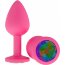 Розовая анальная втулка с разноцветным кристаллом - 7,3 см.  Цена 850 руб. - Розовая анальная втулка с разноцветным кристаллом - 7,3 см.
