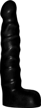 Чёрный анальный стимулятор с мошонкой - 14 см.