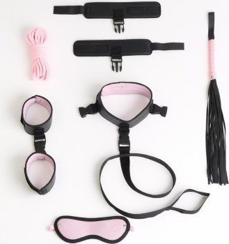 Черно-розовый эротический набор из 7 предметов