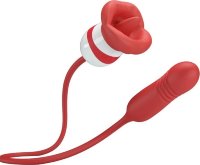 Красное продолговатое виброяицо Ashlynn с клиторальным стимулятором