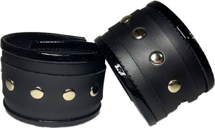 Черные наручники из эко-кожи
