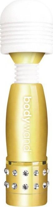 Золотистый жезловый мини-вибратор с кристаллами Mini Massager Gold Edition