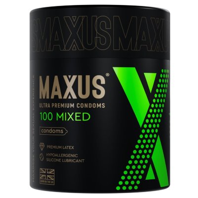 Презервативы MAXUS Mixed - 100 шт. Длина: 18 см. Презервативы Maxus Mixed — незаменимый атрибут истинного джентльмена. Два вида презервативов — классически и точечно-ребристые — позволяют экспериментировать с удовольствием: легкое скольжение, максимально естественные ощущения или дополнительная стимуляция партнерши. Каждый презерватив покрыт обильной смазкой, которая делает проникновение приятным и защищает нежную кожу партнерши от натираний и микротравм. Высококачественный натуральный латекс проходит строгий контроль на всех этапах производства и обеспечивает безупречную защиту от нежелательной беременности и ЗППП. В упаковке - 12 шт. Номинальная ширина - 53+/-2 мм. Толщина стенки - 0,06-0,08 мм. Страна: Великобритания. Материал: латекс.