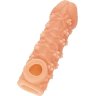 Телесная закрытая насадка с пучками шишечек Cock Sleeve Size M - 15,6 см.