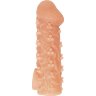 Телесная закрытая насадка с пучками шишечек Cock Sleeve Size M - 15,6 см.