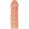 Телесная закрытая насадка с пучками шишечек Cock Sleeve Size M - 15,6 см.