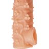 Телесная закрытая насадка с пучками шишечек Cock Sleeve Size M - 15,6 см.