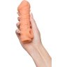 Телесная закрытая насадка с пучками шишечек Cock Sleeve Size M - 15,6 см.