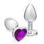 Серебристая анальная пробка с фиолетовым кристаллом в форме сердца - 7 см.  Цена 613 руб. - Серебристая анальная пробка с фиолетовым кристаллом в форме сердца - 7 см.