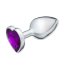 Серебристая анальная пробка с фиолетовым кристаллом в форме сердца - 7 см.  Цена 613 руб. - Серебристая анальная пробка с фиолетовым кристаллом в форме сердца - 7 см.