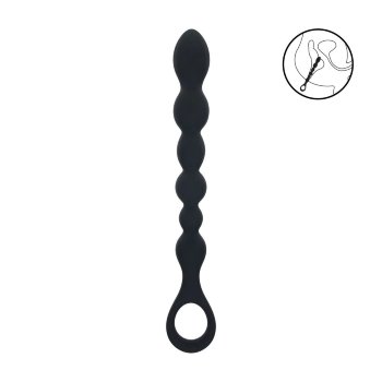 Черная силиконовая цепочка Beaded Snake Silicone Anal Probe with Loop - 26 см.
