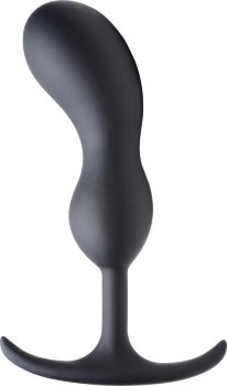 Черный массажер простаты с утяжелителями Premium Silicone Weighted Prostate Plug Large - 18,8 см.