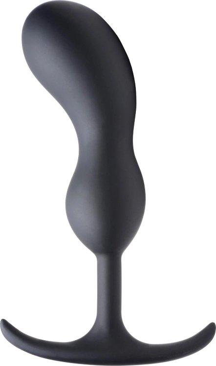Черный массажер простаты с утяжелителями Premium Silicone Weighted Prostate Plug Large - 18,8 см.