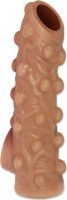 Телесная насадка с бугорками и открытой головкой Nude Sleeve M - 12 см.