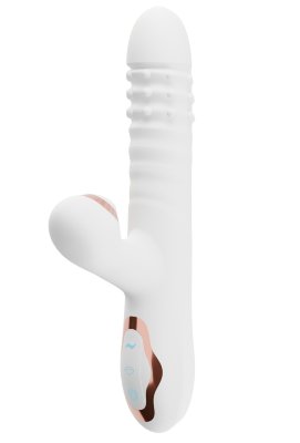 Белый вибратор-кролик с вращающимися шариками и вакуумной стимуляцией  Цена 2 599 руб. Длина: 22.5 см. Диаметр: 3.5 см. Белый вибратор-кролик с вращающимися шариками и вакуумной стимуляцией. 10 режимов работы. Рабочая длина - 11,5 см. Страна: Китай. Материал: анодированный пластик, силикон. Батарейки: встроенный аккумулятор.