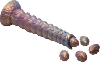 Фантазийный фаллоимитатор Deep Invader Tentacle Ovipositor Silicone Dildo with Eggs - 22,9 см.