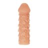 Телесная закрытая насадка с пучками шишечек Cock Sleeve Size L - 17,6 см.