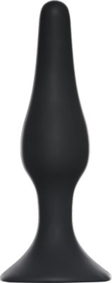 Чёрная анальная пробка Slim Anal Plug Medium - 11,5 см. Длина: 11.5 см. Диаметр: 2.7 см. Откройте новые ощущения с анальной пробкой Slim Anal Plug! Она выполнена из высококачественного медицинского силикона. Этот материал является одним из наиболее гигиеничных, служит максимально долго и прост в уходе. Игрушка разработана специально для новичков в области анальных удовольствий. Узкий кончик максимально облегчает ввод, а ограничительное основание в виде присоски делает ее безопасной в использовании и позволяет надежно закреплять на плоских поверхностях. Рабочая длина - 10 см. Страна: Россия. Материал: силикон.