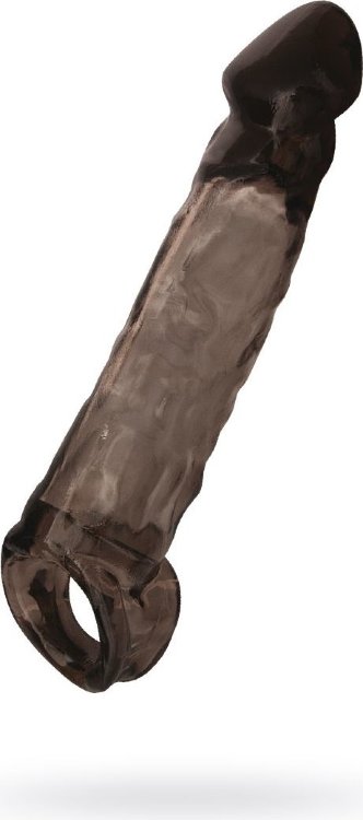 Чёрная насадка на пенис Tс подхватом - 19,5 см.