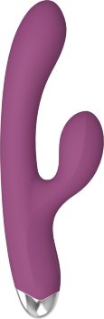 Фиолетовый силиконовый вибратор-кролик - 20,5 см.