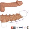 Телесная насадка с бугорками и открытой головкой Nude Sleeve L - 14 см.