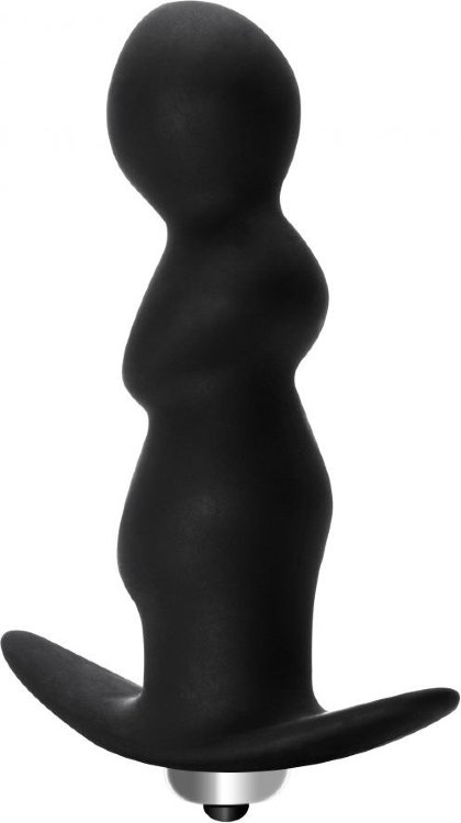 Чёрная фигурная анальная вибропробка Spiral Anal Plug - 12 см.