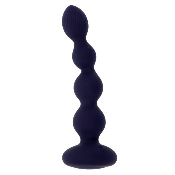 Фиолетовые анальные бусы с вибрацией и вращением Pleasure Orbit - 17,8 см.