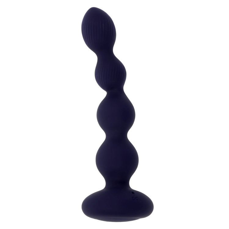 Фиолетовые анальные бусы с вибрацией и вращением Pleasure Orbit - 17,8 см.