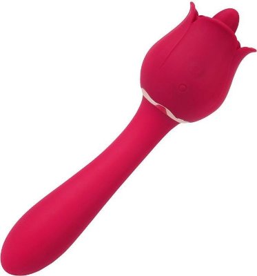 Розовый вибромассажер Rose Pro 6 - 21,4 см. Длина: 21.4 см. Диаметр: 3.4 см. Интимный аксессуар в виде прекрасной розы займёт достойное место в любой коллекции секс-игрушек. Игривый язычок внутри бутона двигается и вибрирует в разных режимах, нежно лаская сосочки, клитор и другие эрогенные зоны. Стебель «цветка» используется как вибромассажёр, даря восхитительные оргазмы. Переключение виброрежимов усиливает возбуждение. 9 режимов вибрации, 9 режимов работы язычка. Стебель гнётся в стороны и фиксируется в нужном положении, позволяя комфортно использовать гаджет. Включение/выключение вибрации в бутоне — нажать и 3 сек. удерживать соответствующую кнопку на корпусе изделия. Должен загореться/погаснуть световой индикатор. Переключение виброрежимов — краткое нажатие той же кнопки. Включение/выключение вибрации в стебле - нажать и 3 сек. удерживать соответствующую кнопку на корпусе изделия. Должен загореться/погаснуть световой индикатор. Переключение виброрежимов - краткое нажатие той же кнопки.Вибрацию в бутоне и стебле можно включатьотдельно или одновременно. Рабочая длина - 14 см. Страна: Китай. Материал: силикон. Батарейки: встроенный аккумулятор.