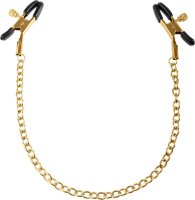 Чёрные с золотом зажимы на соски Gold Chain Nipple Clamps