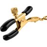 Чёрные с золотом зажимы на соски Gold Chain Nipple Clamps