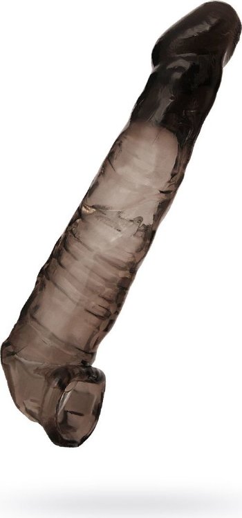Чёрная насадка на пенис - 22,5 см.