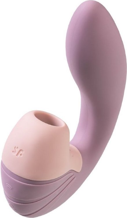 Сиреневый вибратор с вакуумным стимулятором Supernova - 16,9 см.