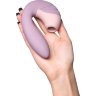 Сиреневый вибратор с вакуумным стимулятором Supernova - 16,9 см.