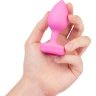 Розовый анальный плаг с кристаллом-сердцем Vibrating Heart Shape Jewel Plug S-M