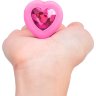 Розовый анальный плаг с кристаллом-сердцем Vibrating Heart Shape Jewel Plug S-M