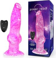 Розовый фантазийный вибратор с 7 режимами возвратно-поступательных движений - 23,5 см.