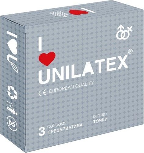 Презервативы с точками Unilatex Dotted - 3 шт.