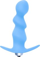 Голубая фигурная анальная вибропробка Spiral Anal Plug - 12 см.