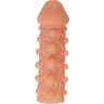 Телесная закрытая насадка с шариками Cock Sleeve Size M - 15,6 см.